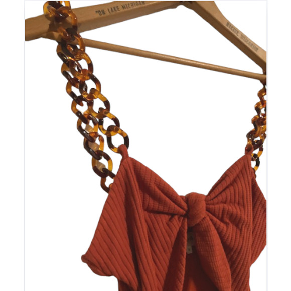 RUST & Ribbed Front Cut-out Bodysuit - Privacy Please - Medium - Picture 5 of 10